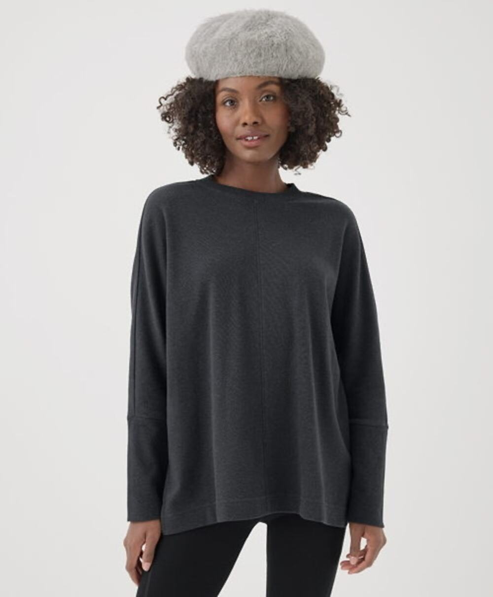 Pact Shirt Outerwear Women's XS Airplane Long Sleeve Poncho Dark Grey Pull-Over